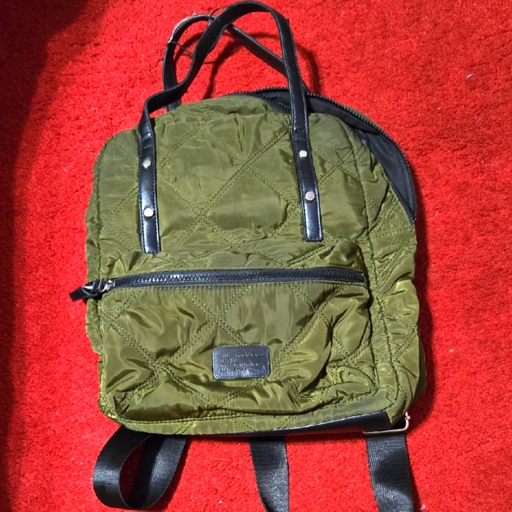 Olive Green Quilted Backpack